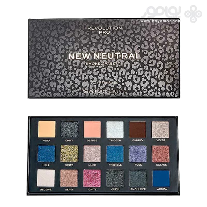 پالت سایه 18 رنگ رولوشن سری NEW NEUTRAL مدل SMOKED — تصویر ۲