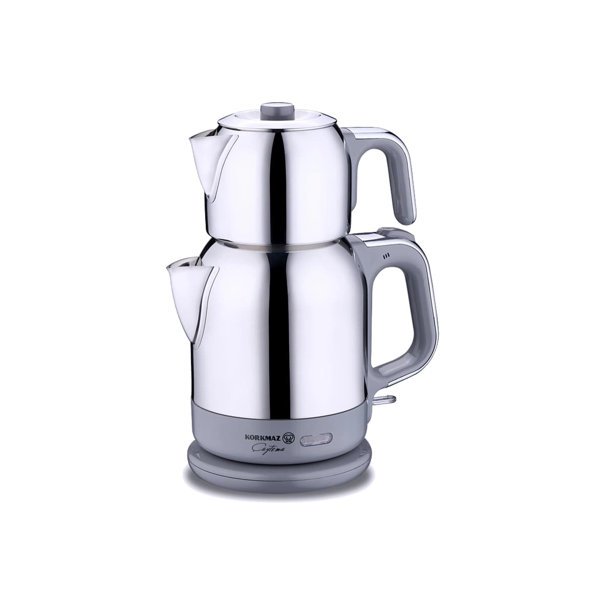 چای ساز اتوماتیک برقی 1600 وات 0.9 + 1.7 لیتر استیل طوسی چایتیما کرکماز 331-10