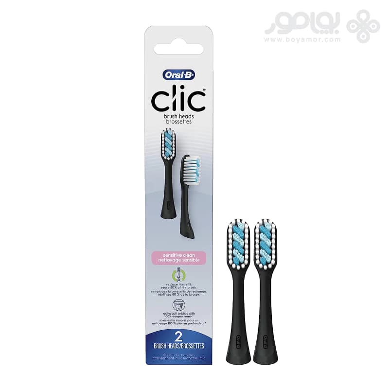یدک مسواک اورال بی CLIC مدل SENSITIVE CLEAN بسته 2 عددی