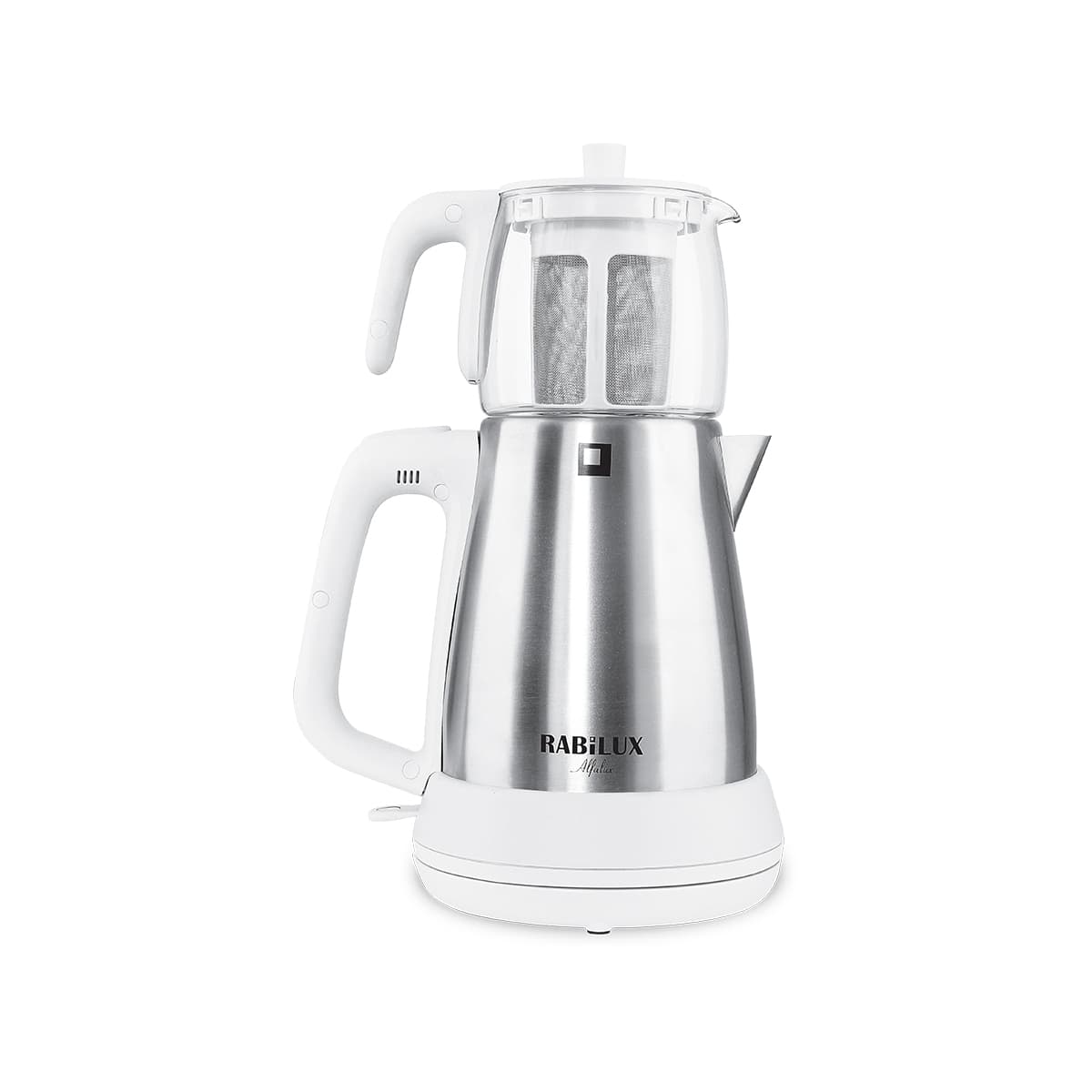 چای ساز برقی 1650 وات 0.7 + 1.8 لیتر استیل مات آلفالوکس رابیلوکس 111401 — تصویر ۳
