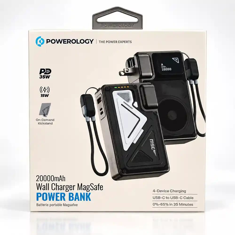 پاوربانک و شارژر دیواری Powerology مدل PPBMH104 | ظرفیت 20000mAh + شارژ بی‌سیم 15W