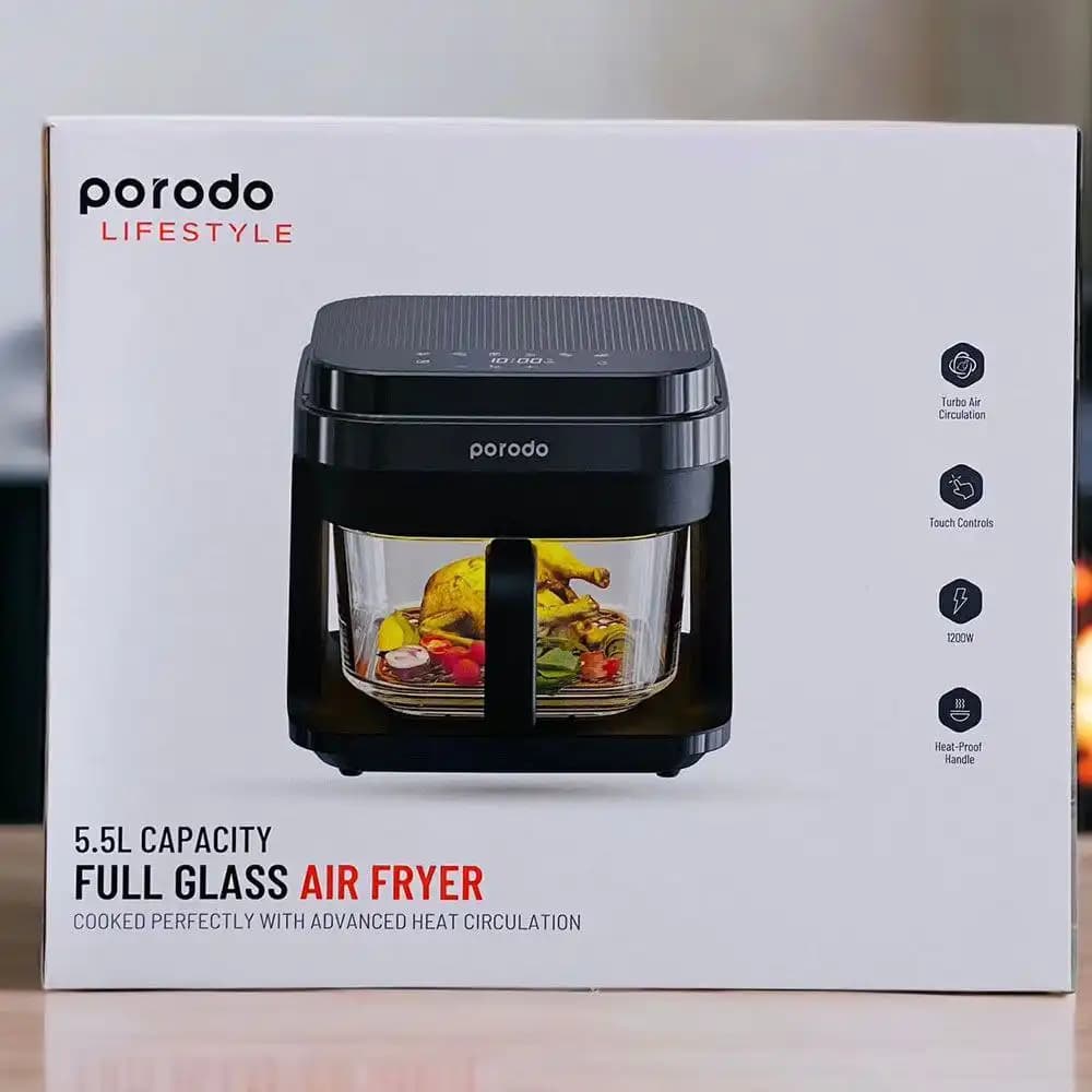 سرخ کن بدون روغن پوردو 5.5 لیتری مدل Full Glass Air Fryer — تصویر ۳