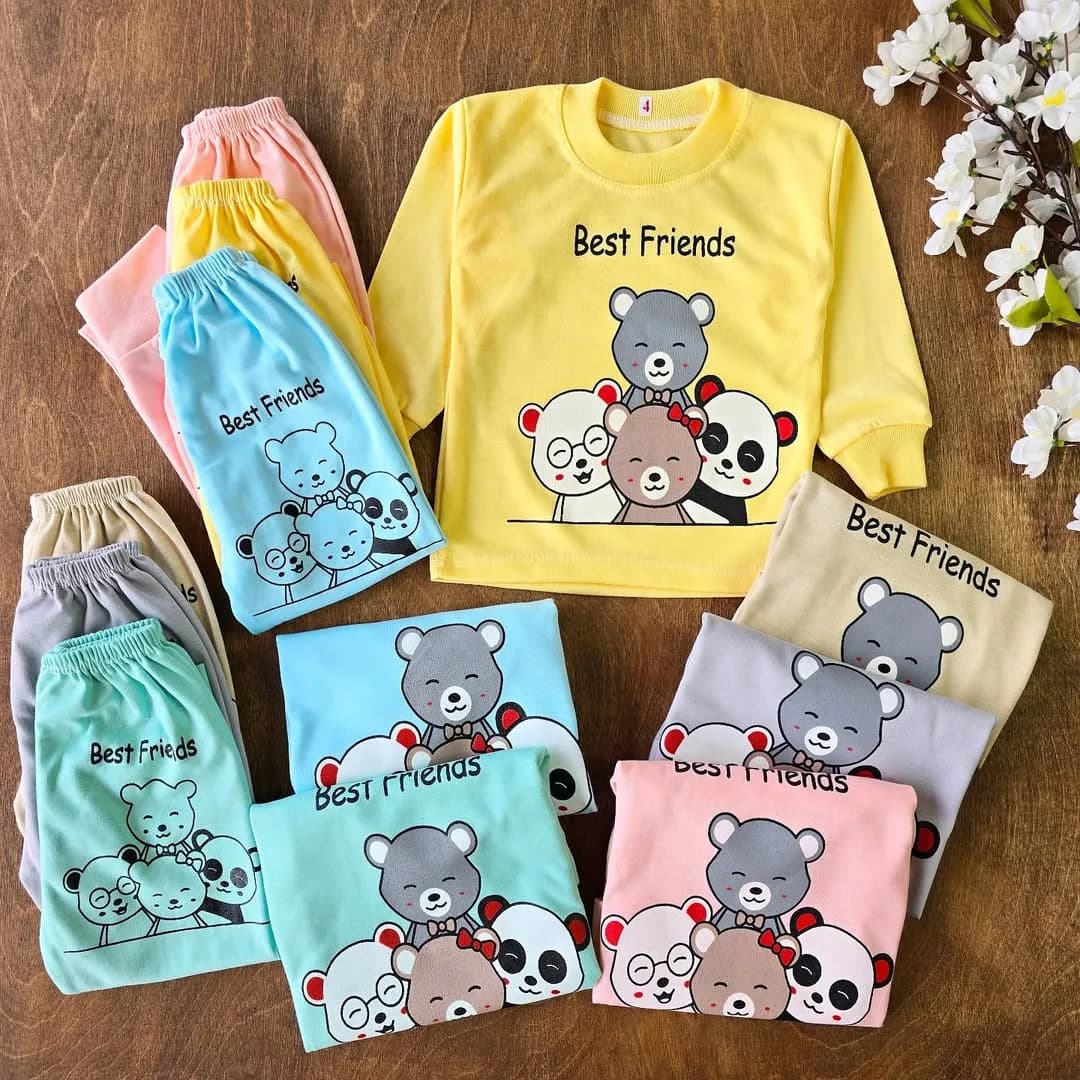 بلوز شلوار خانواده خرس ها best friends سایز 4 تا 6 کد 4009