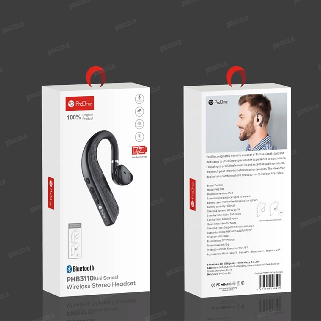 هدفون بلوتوث حلزونی دور گوشی ProOne PHB3110 — تصویر ۳