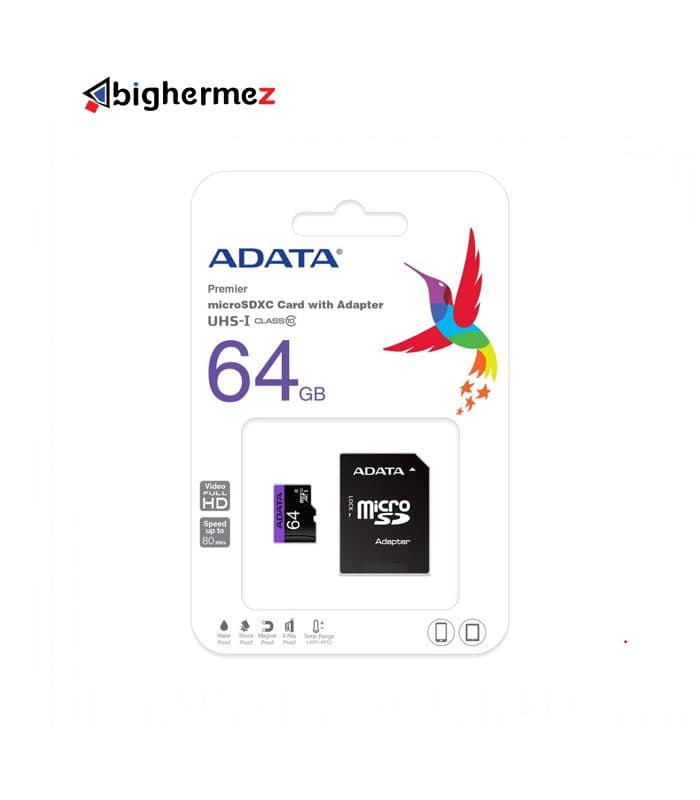 کارت حافظه microSDHC ای دیتا مدل V10 R80 W25+A DP ظرفیت 64 گیگابایت — تصویر ۲