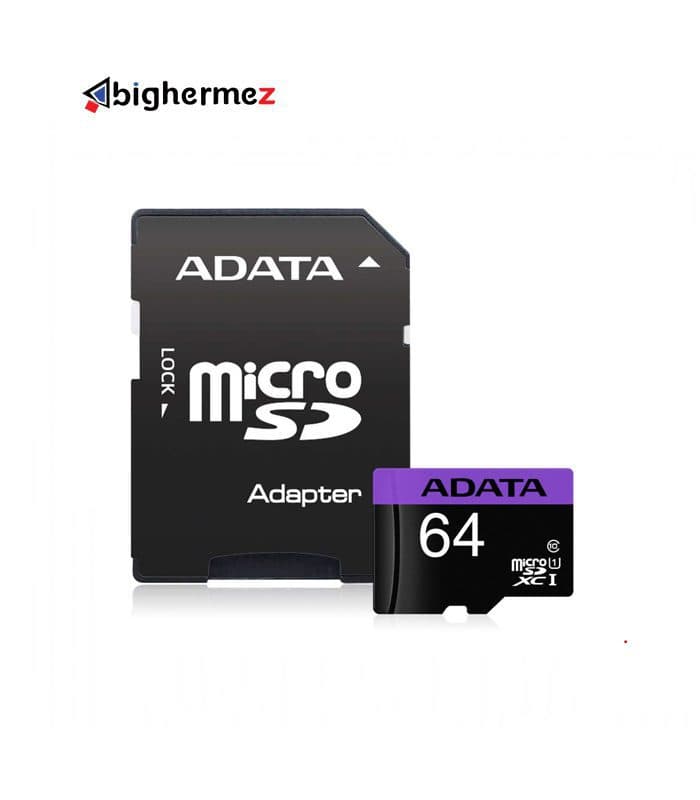 کارت حافظه microSDHC ای دیتا مدل V10 R80 W25+A DP ظرفیت 64 گیگابایت