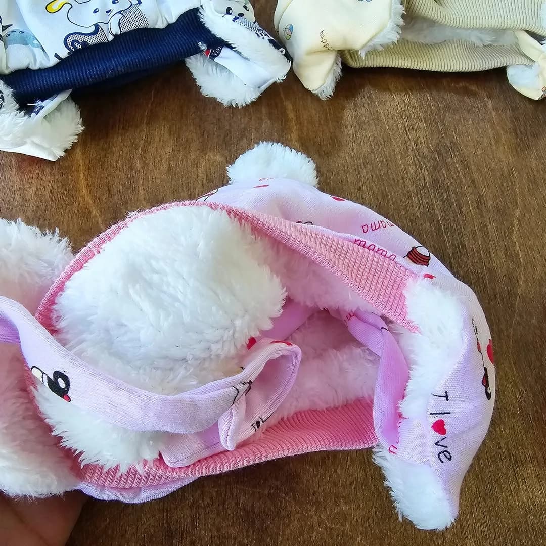 کلاه نخ پنبه گوش دار چاپی کد 3926 — تصویر ۲