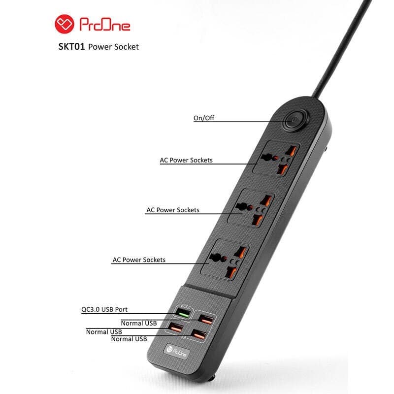 چندراهی 3 خروجی و 4 پورت USB2.0 متری ProOne SKT01 — تصویر ۴