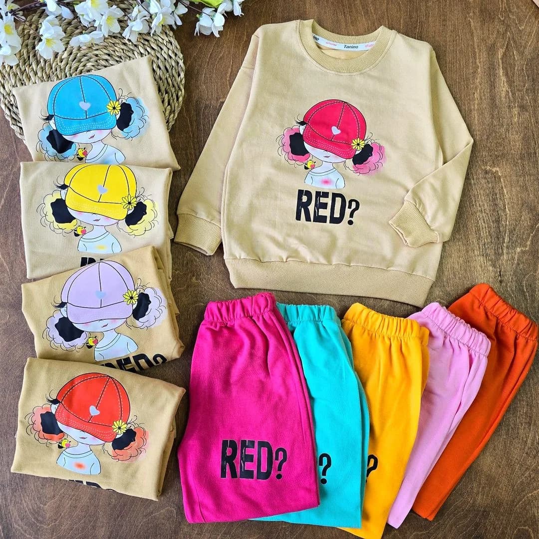 بلوز شلوار دختر کلاهدار RED کد 3842