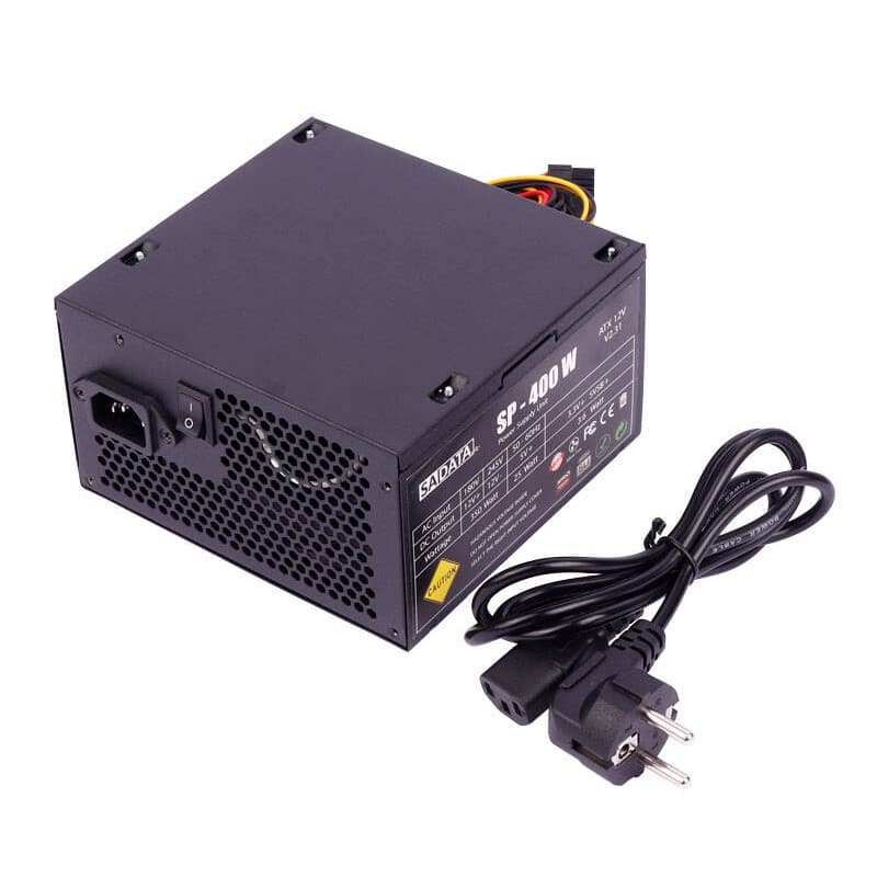 Power Supply کلیددار فن بزرگ با کابل برق 400W Sadata ATX SP-400 تک پک — تصویر ۳