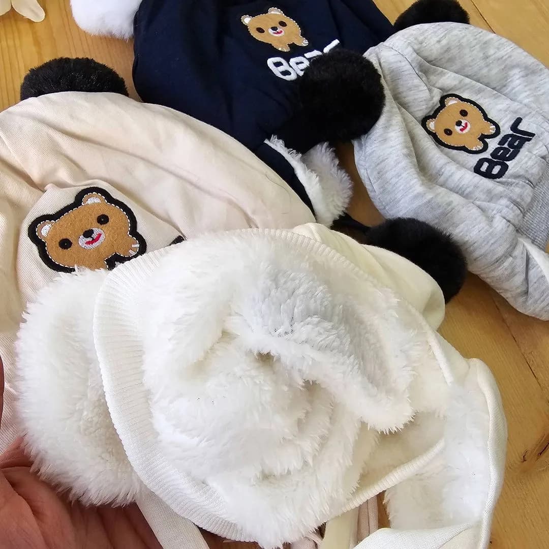 کلاه نخ پنبه پوم دار خرس bear کد 3697 — تصویر ۲