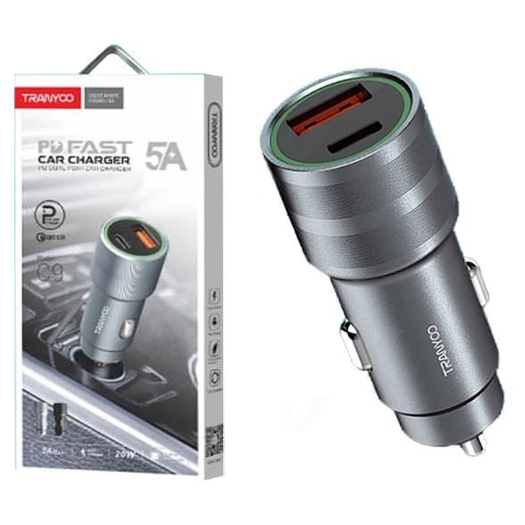شارژر فندکی 2پورت فست PD QC3.0 20W Tranyoo C9 — تصویر ۲