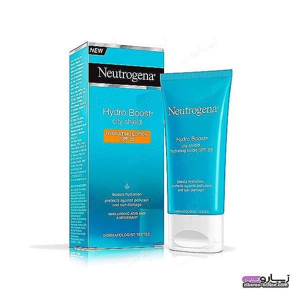 لوسیون ضد آفتاب نوتروژینا NEUTROGENA مدل CITY SHIELD HYDRO BOOST SPF25 بی رنگ هیدرو بوست حجم50ml اصل فرانسه