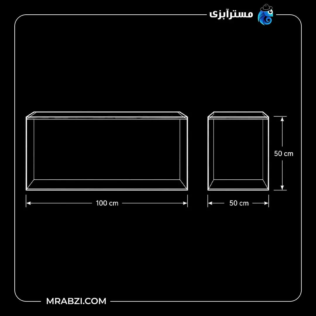 آکواریوم ریملس آکوا شیشه فلوت 10 میل (100*50*50) — تصویر ۲