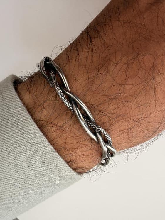 دستبند مردانه استیل طرح مار