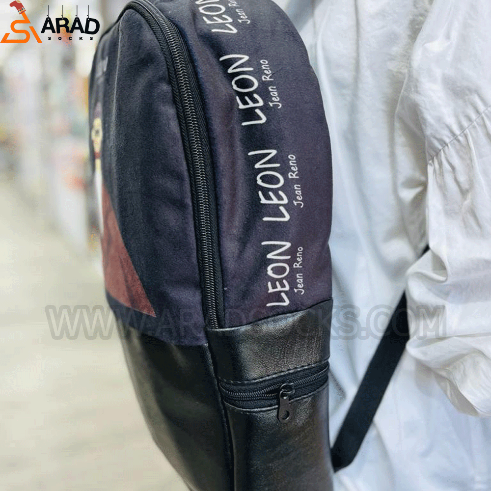 کوله مخملی و چرم طرح لئون — تصویر ۲