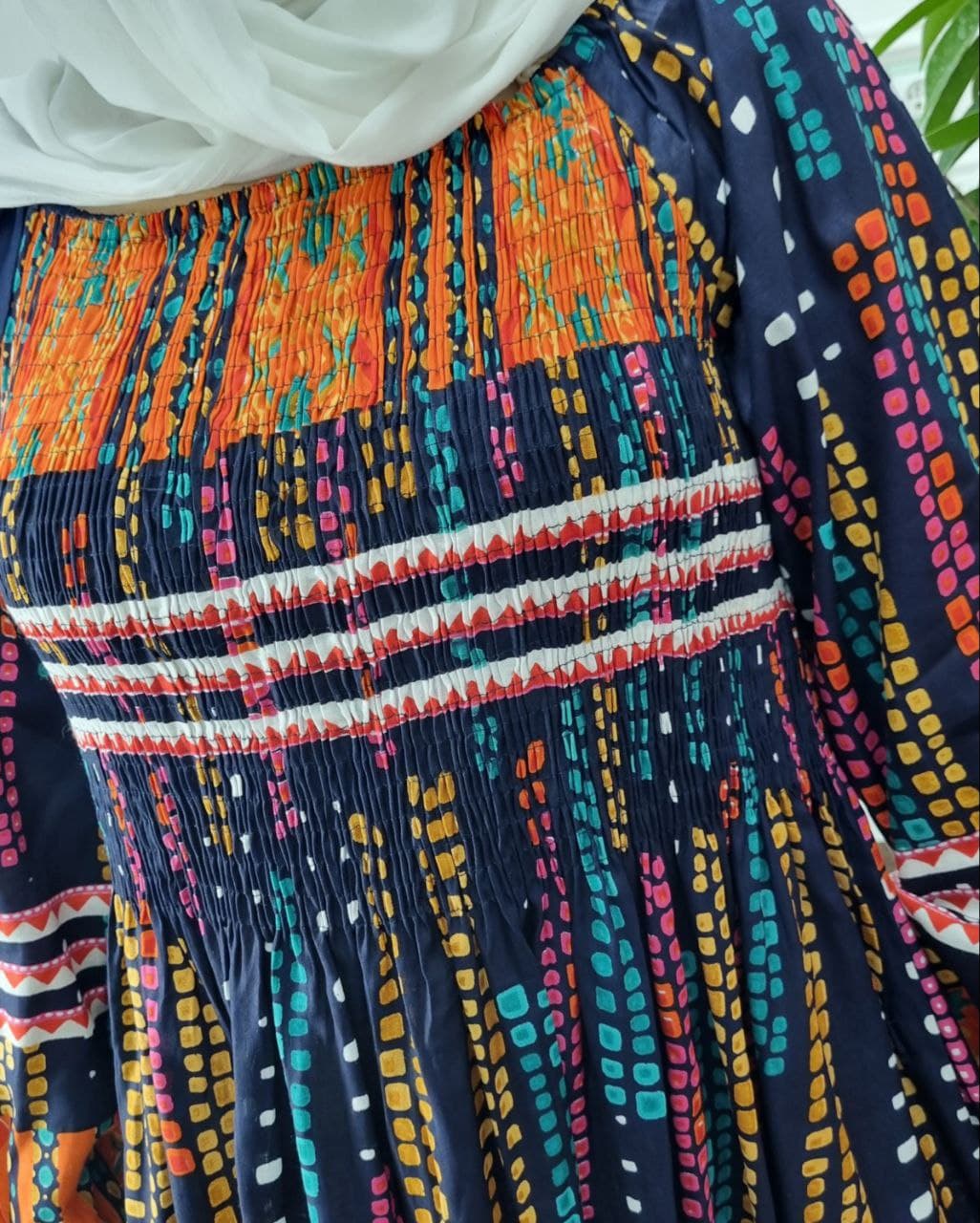 پیراهن ساحلی نخی هندی طرح باران/کد7050 (تخفیف ویژه یلدا) — تصویر ۸