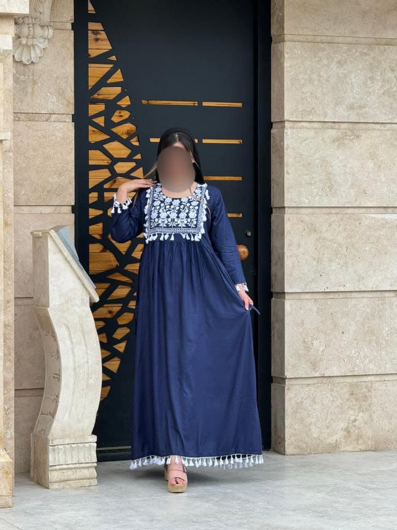 ساحلی نخی منگوله دار گلدوزی وارداتی/کد6964 — تصویر ۴