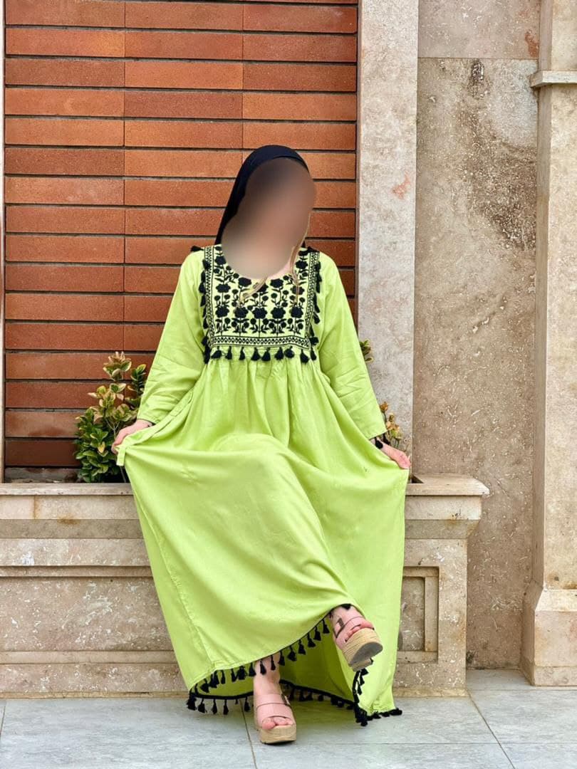 ساحلی نخی منگوله دار گلدوزی وارداتی/کد6964 — تصویر ۳