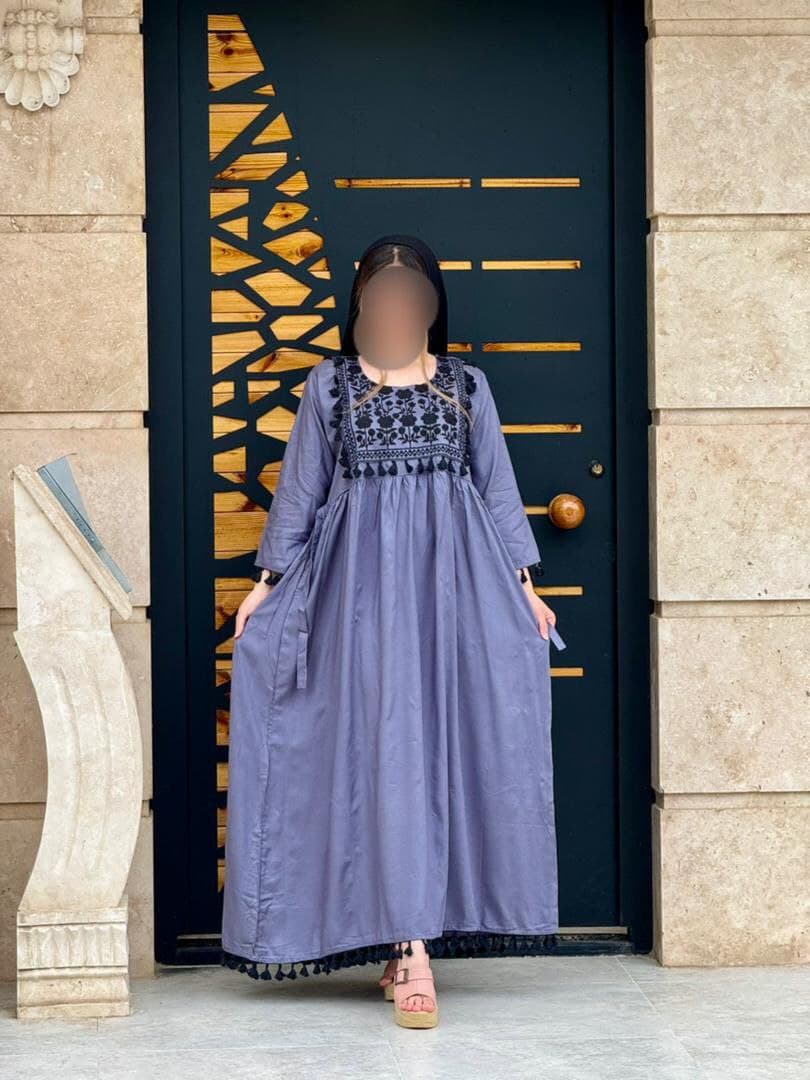 ساحلی نخی منگوله دار گلدوزی وارداتی/کد6964 — تصویر ۲