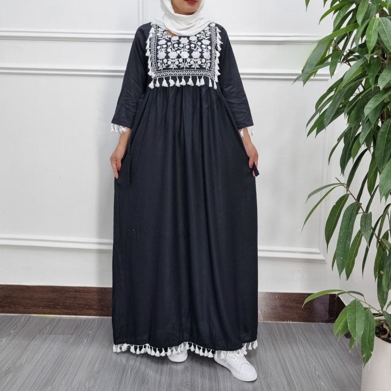 ساحلی نخی منگوله دار گلدوزی وارداتی/کد6964 — تصویر ۶
