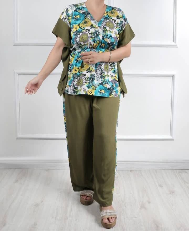 ست بلوزشلوار نخی طرح خفاشی/کد6940 — تصویر ۸