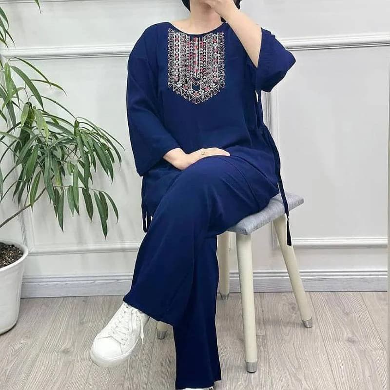 ست تونیک شلوارنخی چاپی زنانه طرح آیدا/کد6848 — تصویر ۸