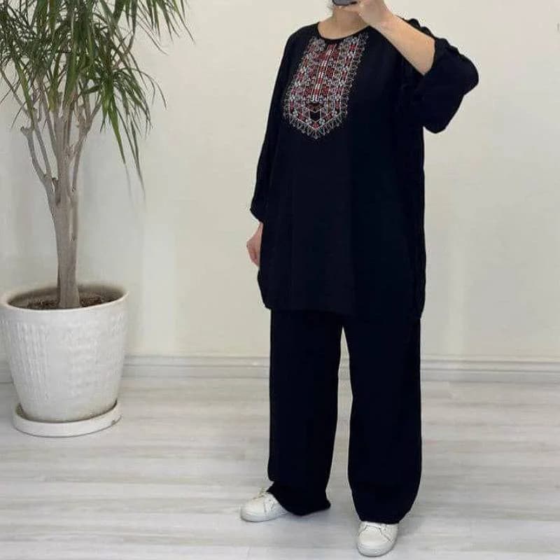 ست تونیک شلوارنخی چاپی زنانه طرح آیدا/کد6848