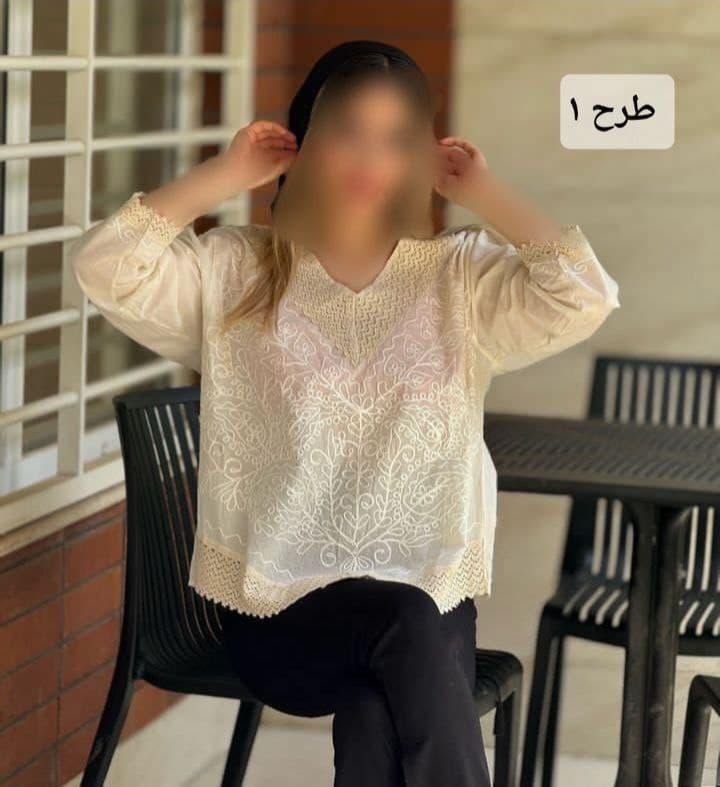 بلوز کرم خامه دوزی هندی(وارداتی)/کد6842 — تصویر ۲