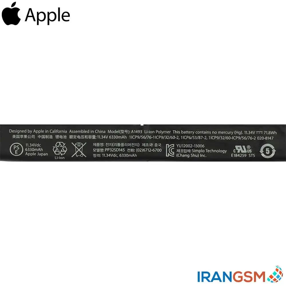 باتری لپتاپ مک بوک Apple MacBook Pro 2013-2014 A1398 مدل A1494 — تصویر ۲