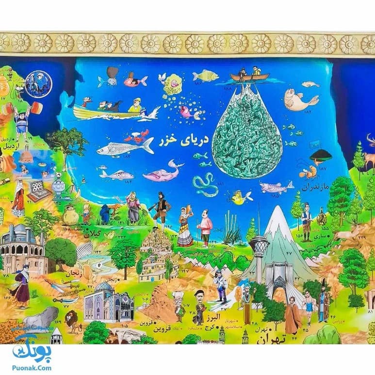 نقشه تصویری ایران قدیم گلاسه سایز ۷۰*۱۰۰ — تصویر ۶
