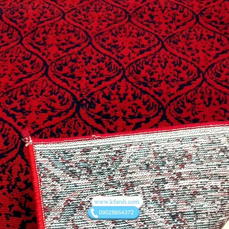 کناره گلیم قرمز طرح افشان مدرن — تصویر ۳