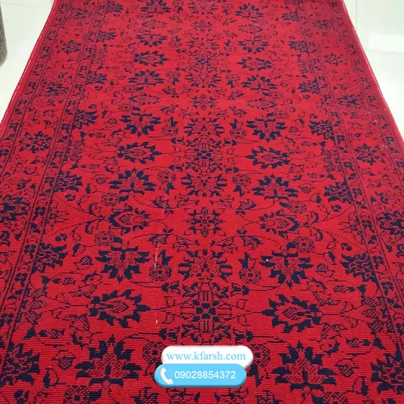 کناره گلیم قرمز طرح افشان اسلیمی — تصویر ۳