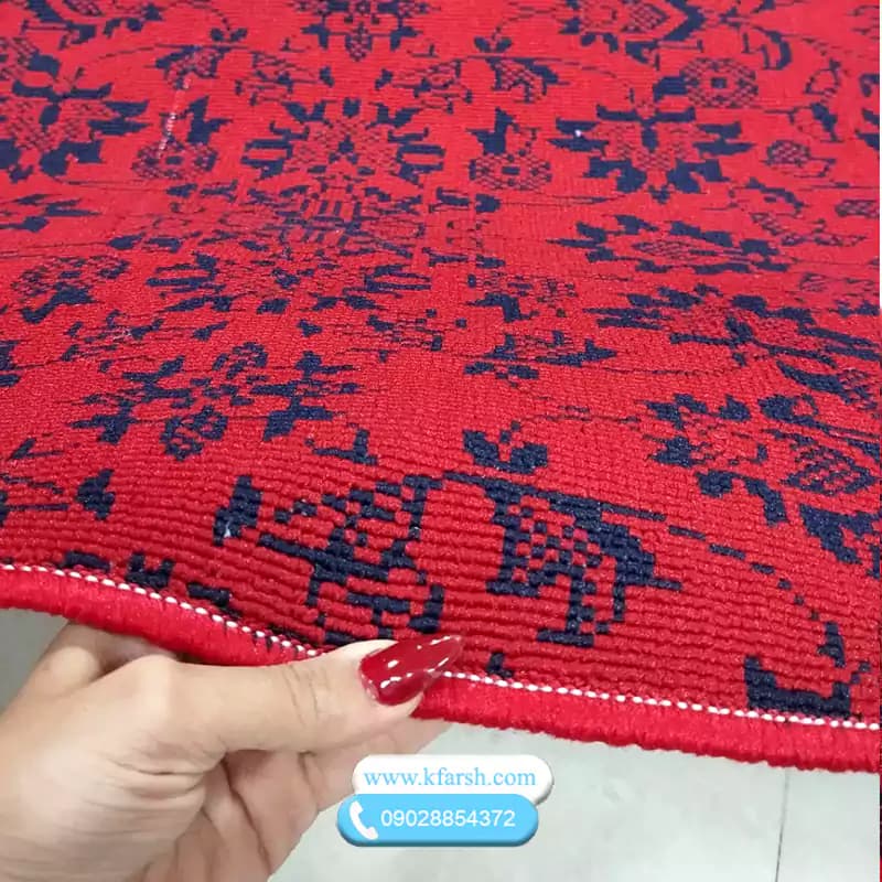 کناره گلیم قرمز طرح افشان اسلیمی — تصویر ۲