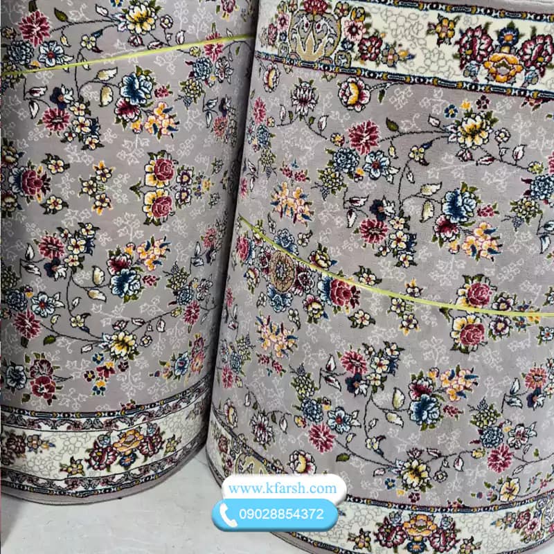 فرش کناره ۷۰۰ شانه طرح گیلدا فیلی (طوسی) — تصویر ۵