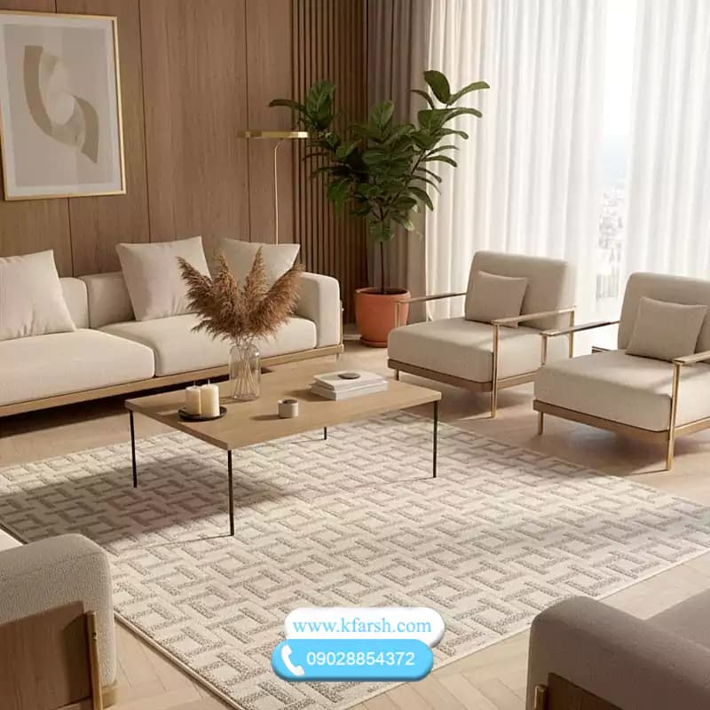 فرش پینترستی کرم بژ کد 103