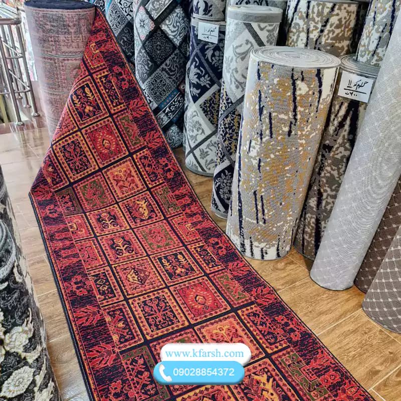 کناره گلیم متری قرمز طرح سنتی
