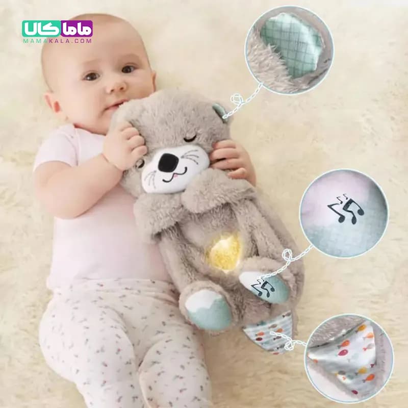 عروسک خرس موزیکال خروپوفی وارداتی طوسی 30 سانتیمتر — تصویر ۵