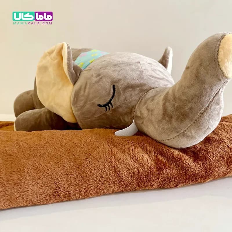 عروسک فیل بالشتی پتودار قهوه ای رنگ 65 سانتیمتری — تصویر ۲