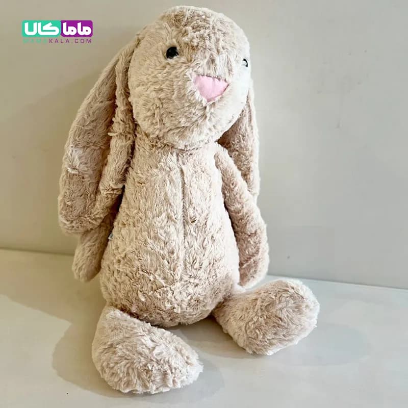 عروسک خرگوش جلی کت اورجینال کرم رنگ 55 سانتیمتری — تصویر ۳