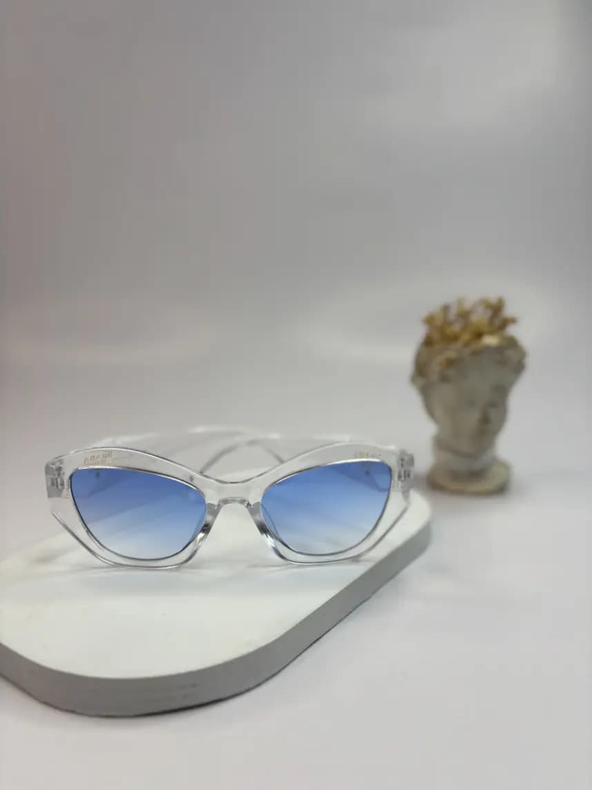 عینک آفتابی اورجینال prada یووی 400 فریم کائوچو آبی یخی