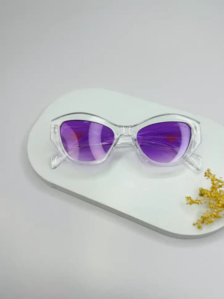 عینک آفتابی برند PRADA زنانه دخترانه رنگ یاسی یخی ترند یووی ۴۰۰