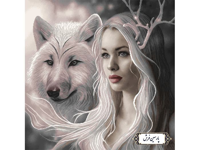 نخ و نقشه تابلو فرش طرح دختر و گرگ – کد NC6408