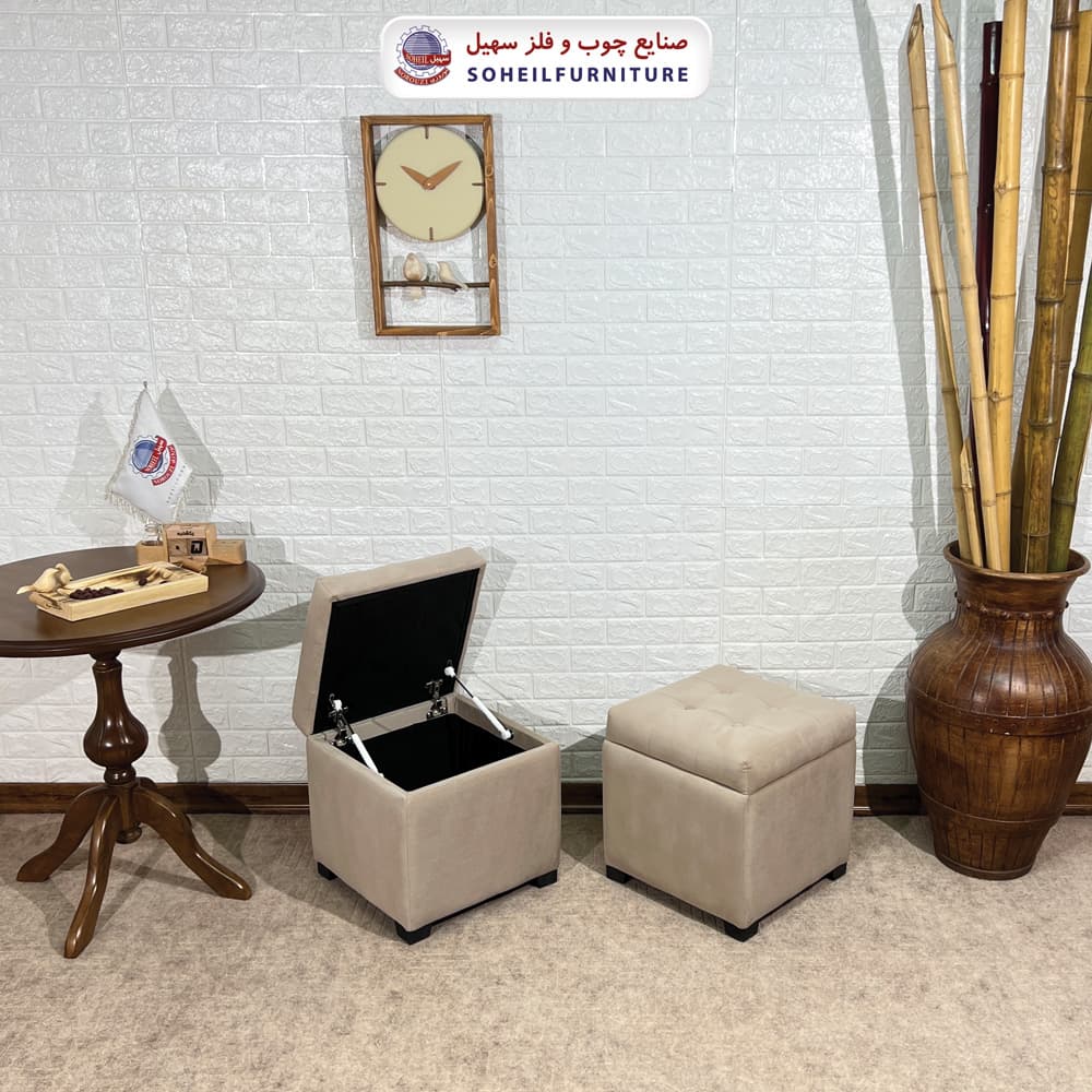 مبل پاف باکس مدرن مدل 1077 سهیل (باکس چوبی وسایل و لباس) — تصویر ۶