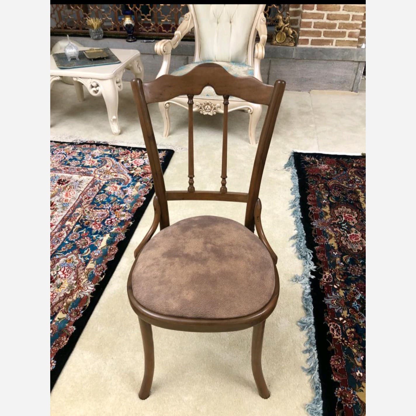 صندلی لهستانی چوب گردو مدل خراطی H01 مبلمان فرنا مدل 1126173 — تصویر ۲