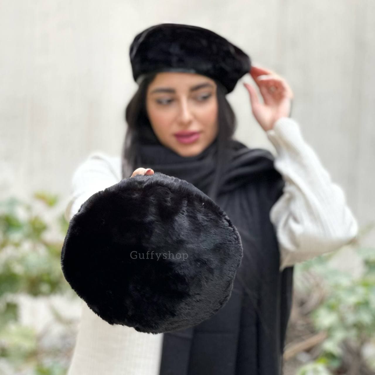 کلاه فرانسوی لبه چرم مشکی — تصویر ۵