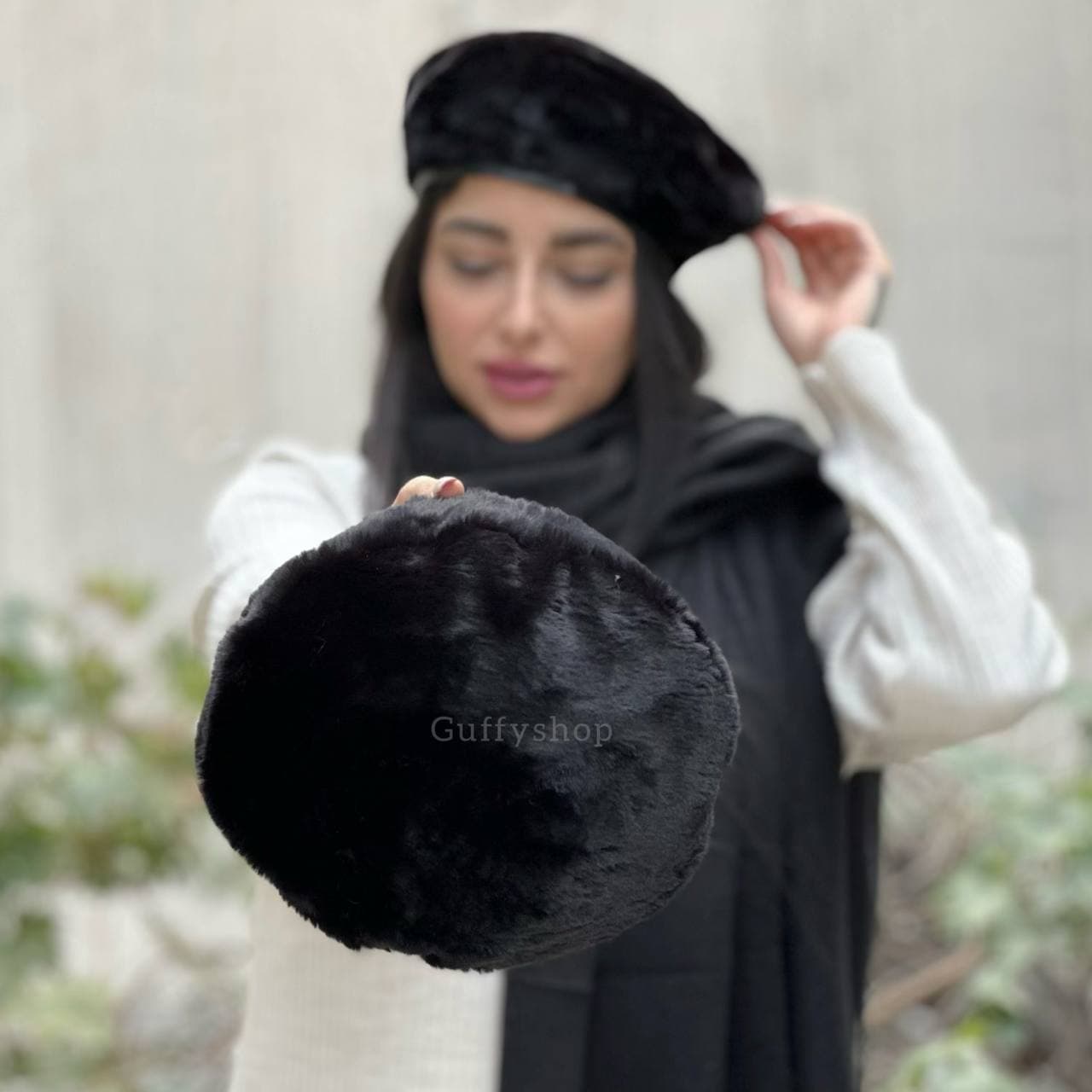کلاه فرانسوی لبه چرم مشکی — تصویر ۳