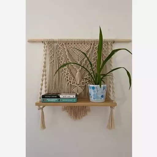 شلف چوبی دیوارکوب مکرومه دکوراتیو طرح میکی مبلمان فرنا مدل 1122280