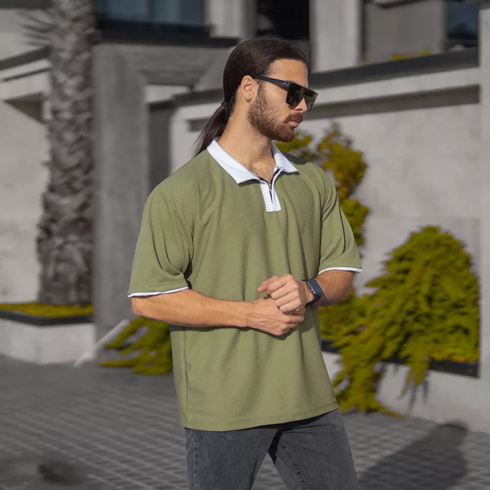 تیشرت مردانه نیم زیپ کد 28218 — تصویر ۷