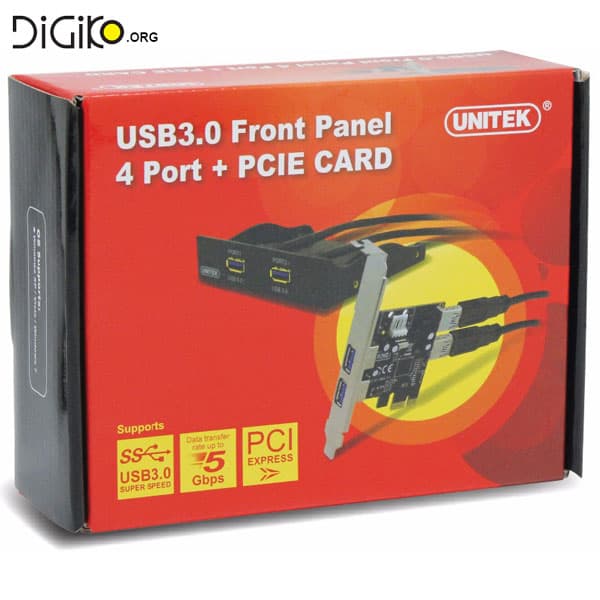 کارت USB3.0 PCIE-EXPRESS چهار پورت به همراه پنل USB3.0 دو پورت پشت کیس — تصویر ۲